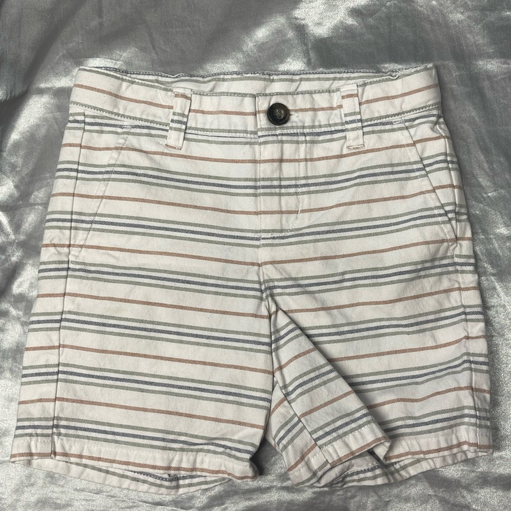 Janie and Jack Gray and Pink Striped Shorts